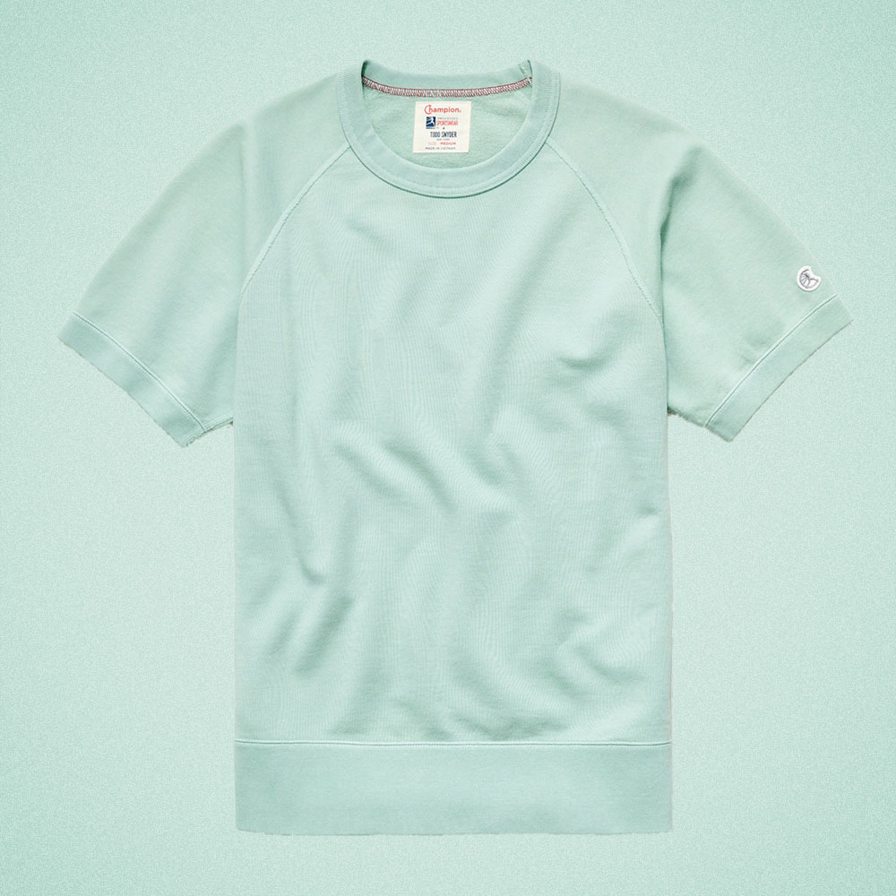 Todd Snyder Midweight Short Sleeve Sweatshirt in Light Pistachio