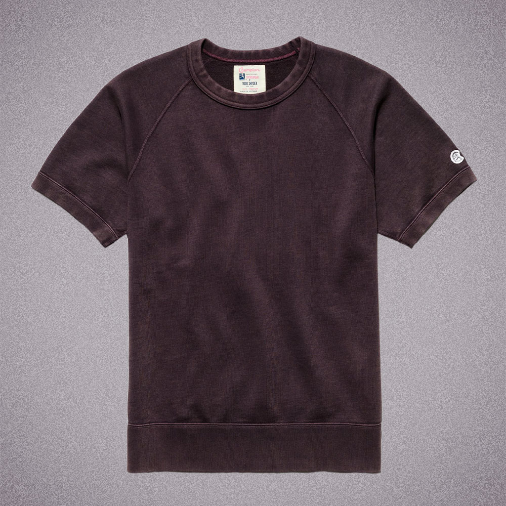 Todd Snyder Midweight Short Sleeve Sweatshirt in Black Plum