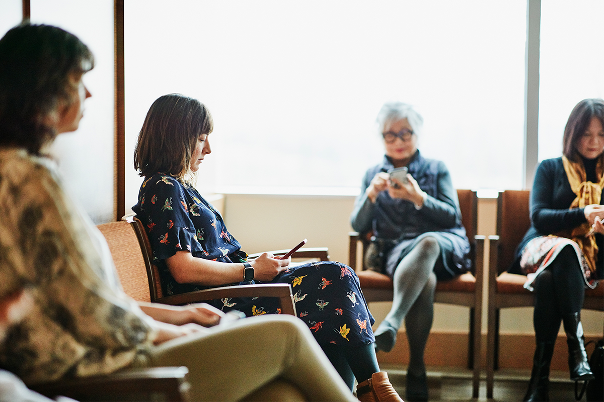 women at doctor's office