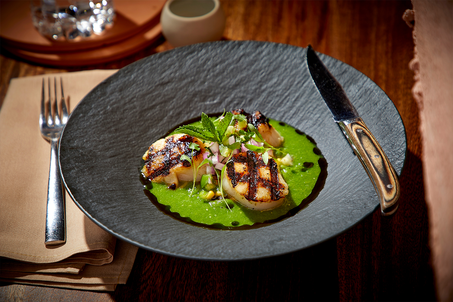 Elopozole and Grilled Scallops