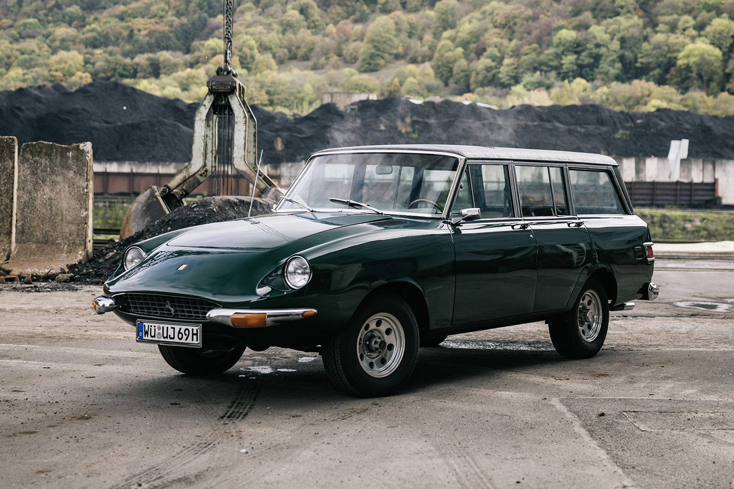 The green Jerrari, which is half Ferrari 365 GT+2, half 1969 Jeep Wagoneer