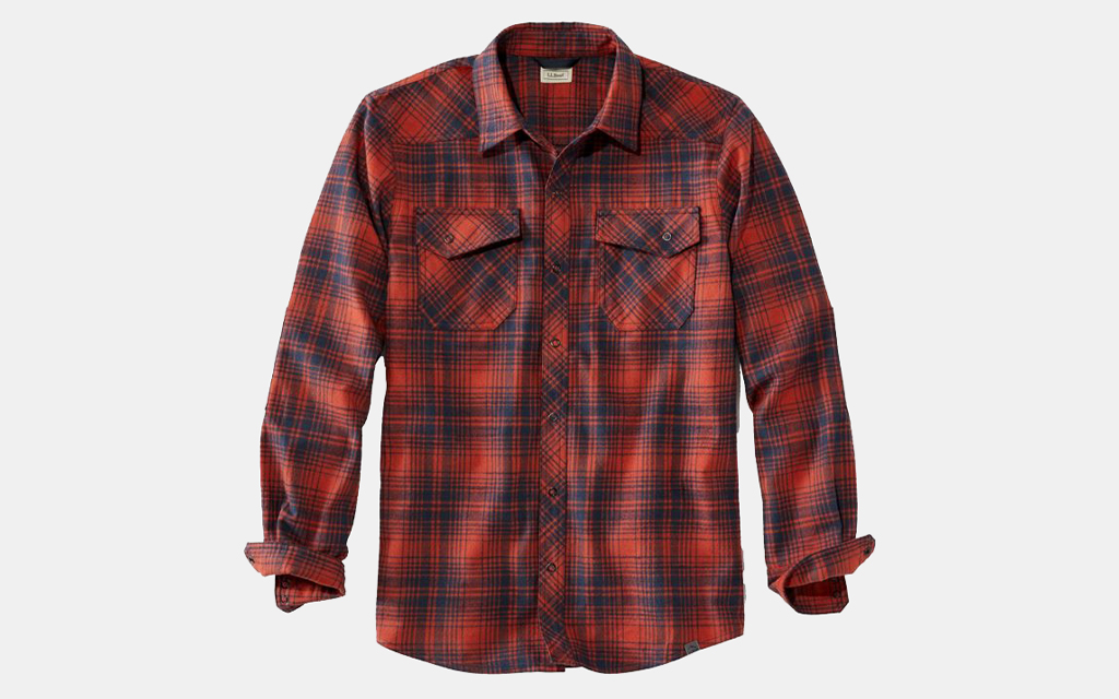 L.L. Bean Overland Flannel in red and black stripes