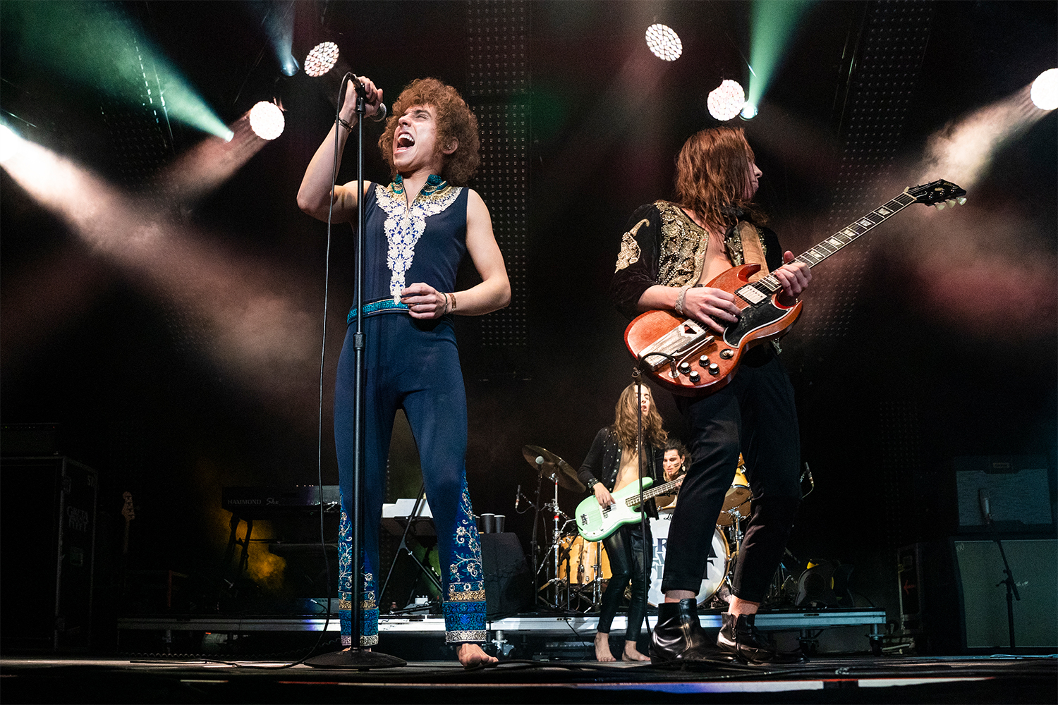 Josh Kiszka, Jake Kiszka, Danny Wagner and Sam Kiszka of Greta Van Fleet perform at UNO Lakefront Arena on December 20, 2019 in New Orleans, Louisiana.