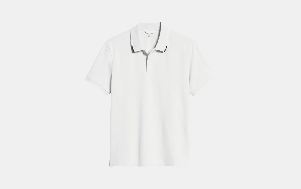 Club Monaco Tipped Pique Polo in White