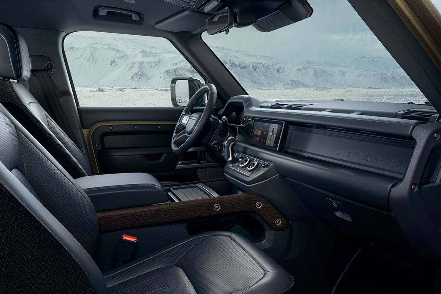 The interior of the 2021 Land Rover Defender, featuring a number of luxurious amenities and some we didn't like as much after test driving the model.