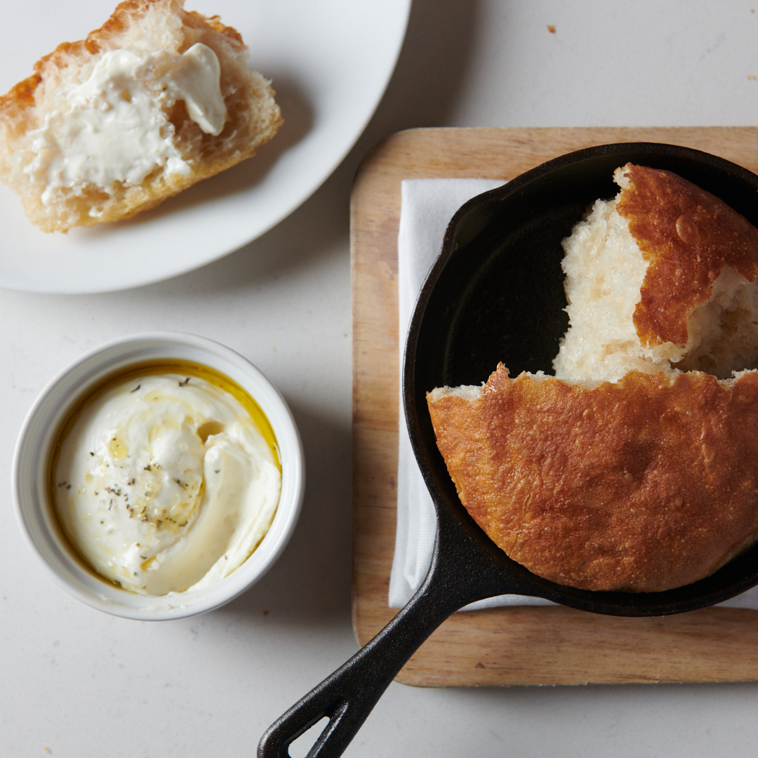 Sourdough Focaccia with whipped ricotta and rosemary sea salt