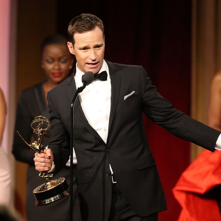 Mike Richards accepts the award for outstanding game show for The Price is Right at the 2016 Daytime Emmy Awards. The producer has been announced as the new host of Jeopardy! but a tainted past including offensive podcast comments have come to light.