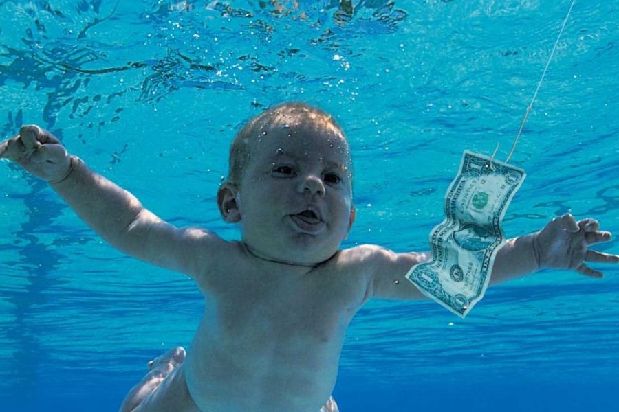 Spencer Elden on the cover of Nirvana's "Nevermind". Elden, now a man, is suing, claiming the album cover is child pornography.