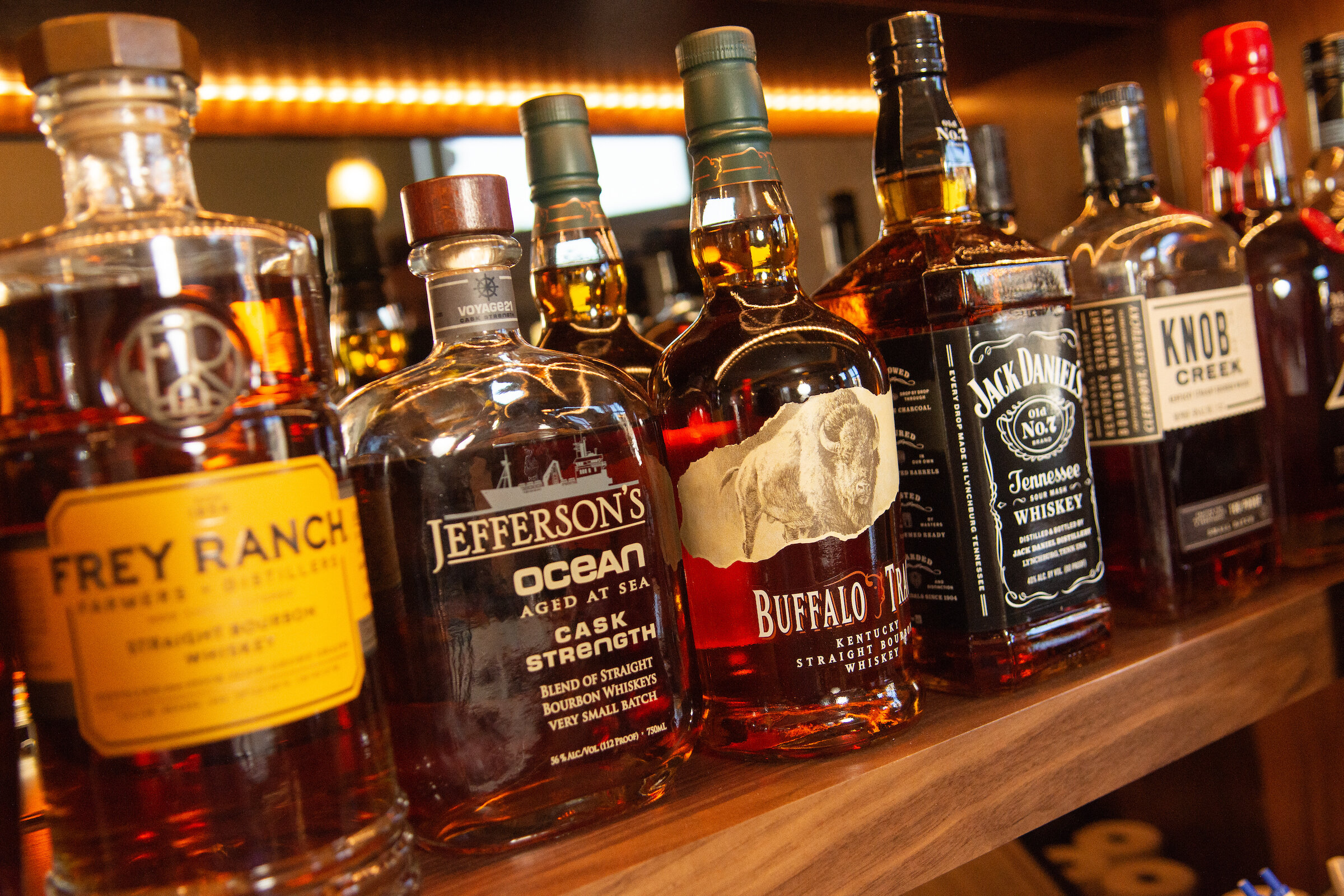 A selection of bourbons at the Bank Saloon in carson city