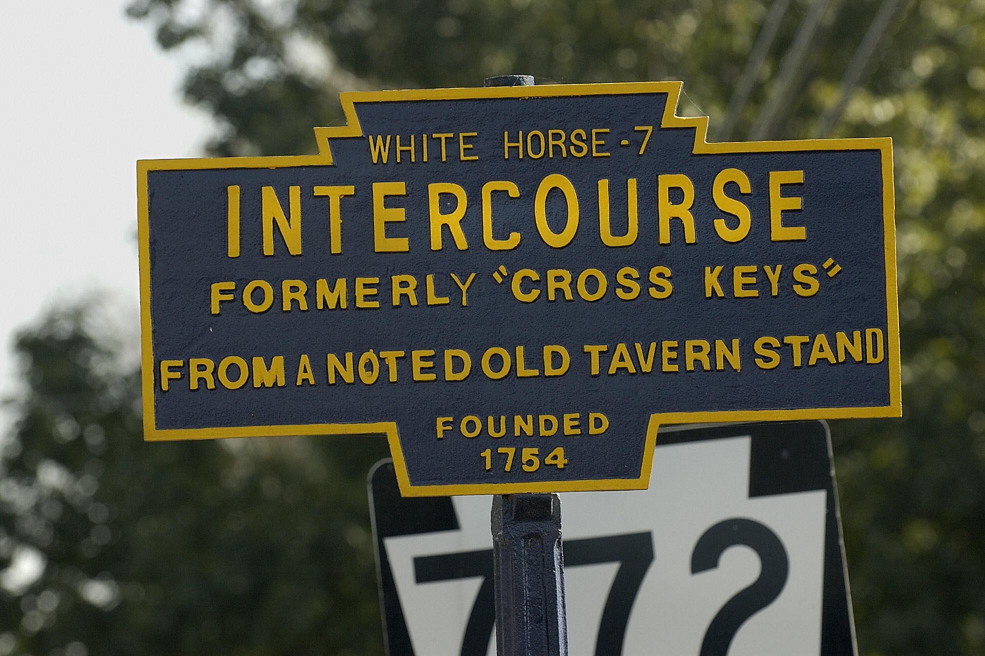 A sign entering Intercourse, Pennsylvania