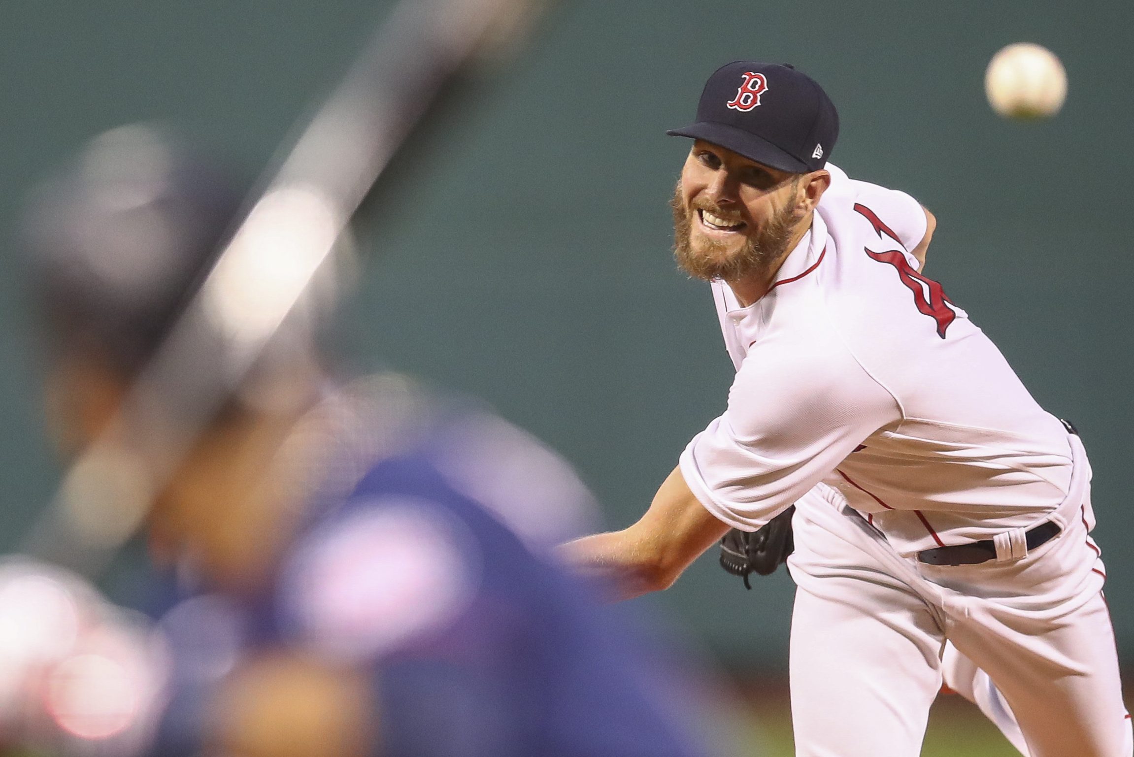 Chris Sale of the Boston Red Sox pitches against the Minnesota Twins at Fenway Park on August 26 in Boston.