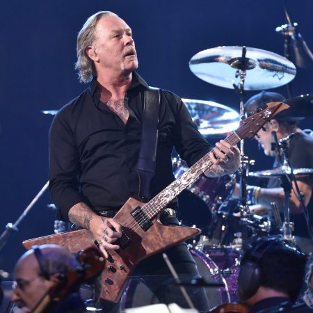 James Hetfield and Lars Ulrich of Metallica perform during the "S&M2" concerts at the opening night at Chase Center on September 06, 2019 in San Francisco, California. A cover of Metallica songs is currently selling for $50, which is pricier than expected.