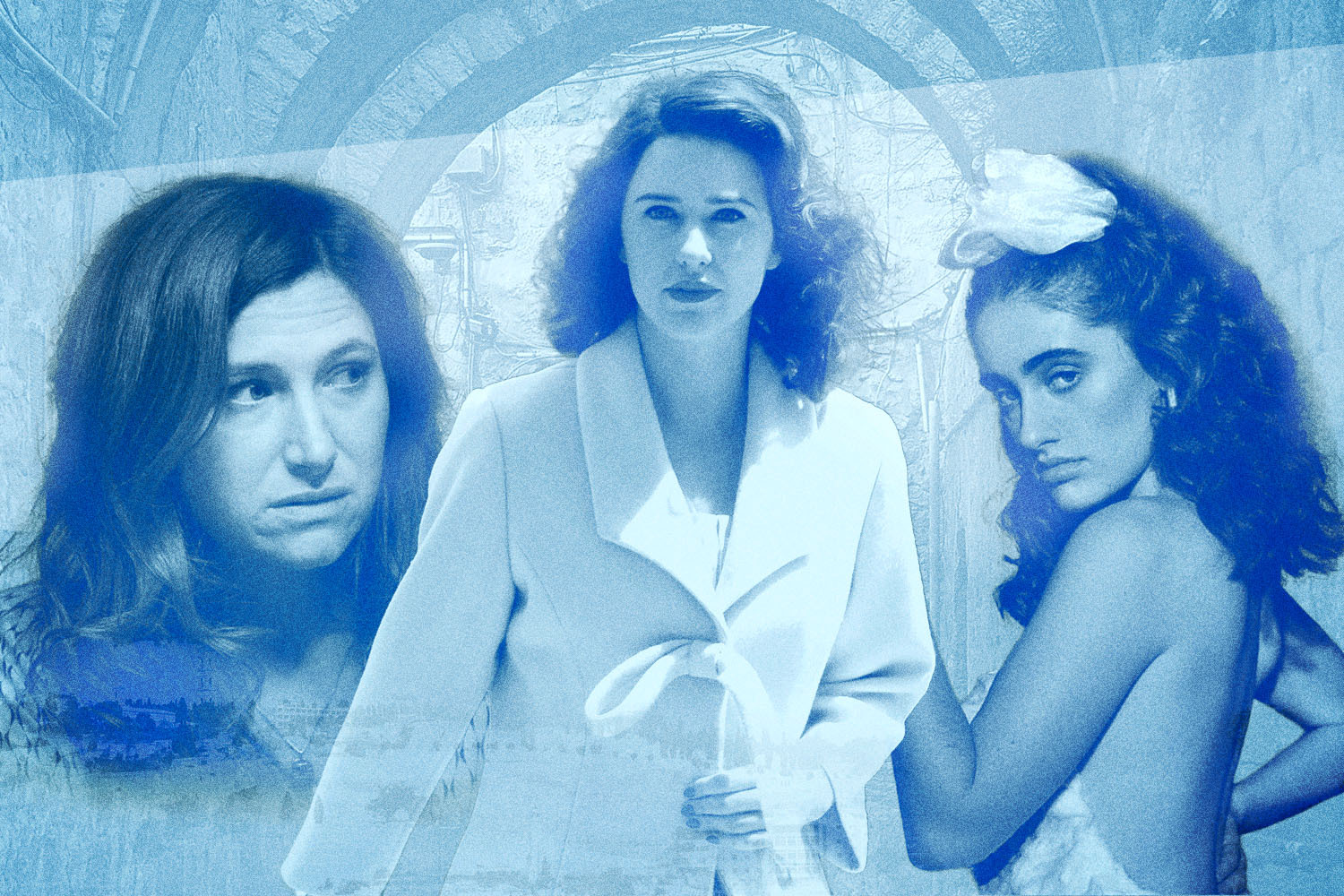 Kathryn Hahn in "Transparent," Rachel Brosnahan in "The Marvelous Mrs. Maisel," and Rachel Sennott in "Shiva Baby"