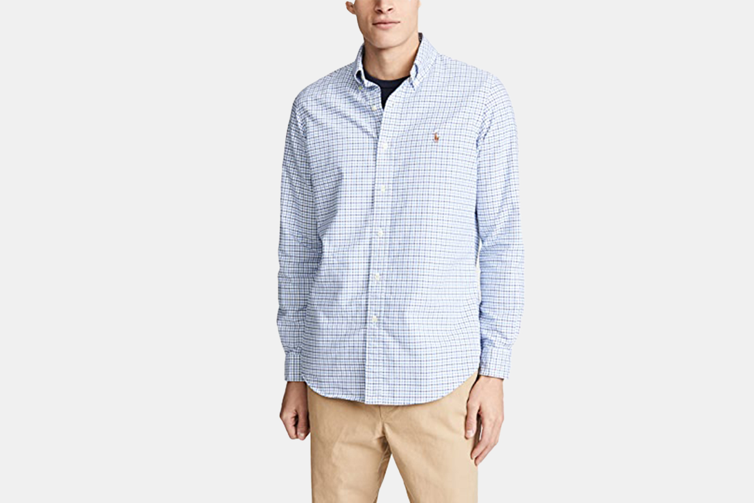 a blue checked sport-shirt