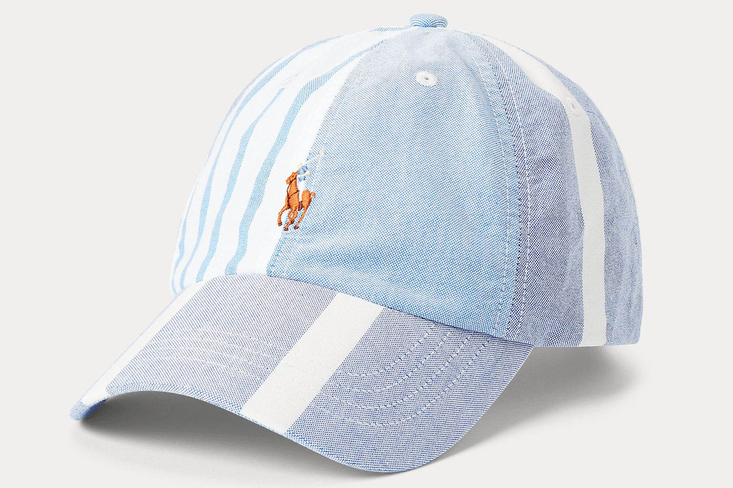 Paneled Striped Oxford Ball Cap