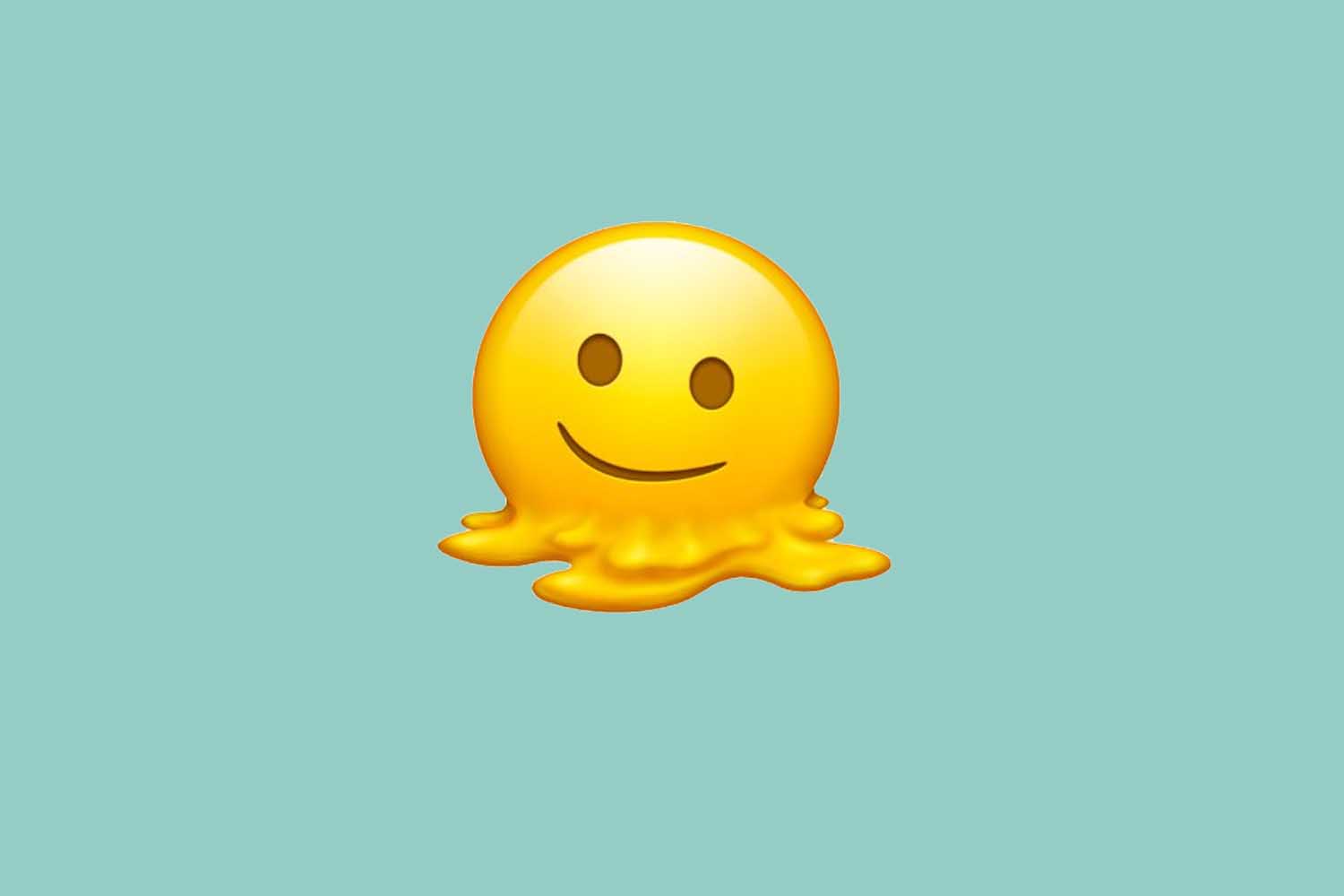 The Melting Face emoji: a yellow smiley face melting into a puddle.