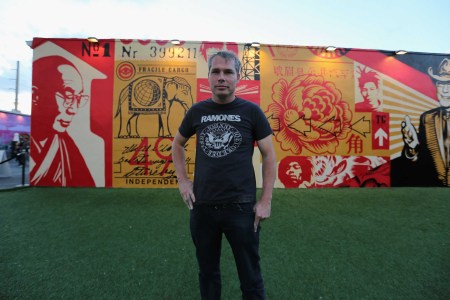 Artist Shepard Fairey attends the Wynwood Walls Kick Off of Art Basel Miami in 2012