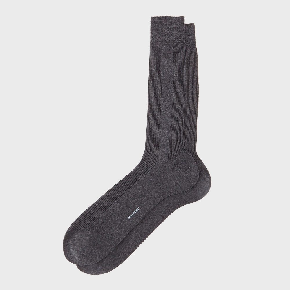 Tom Ford grey ribbed dress socks