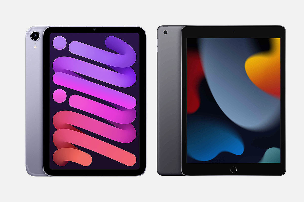 Front of the iPad mini and iPad 10.2" models from 2021, now both on sale