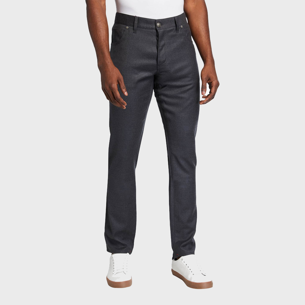 Isaia 5-pocket wool blend pants