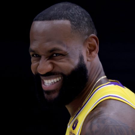 LeBron James smiles during Los Angeles Lakers media day