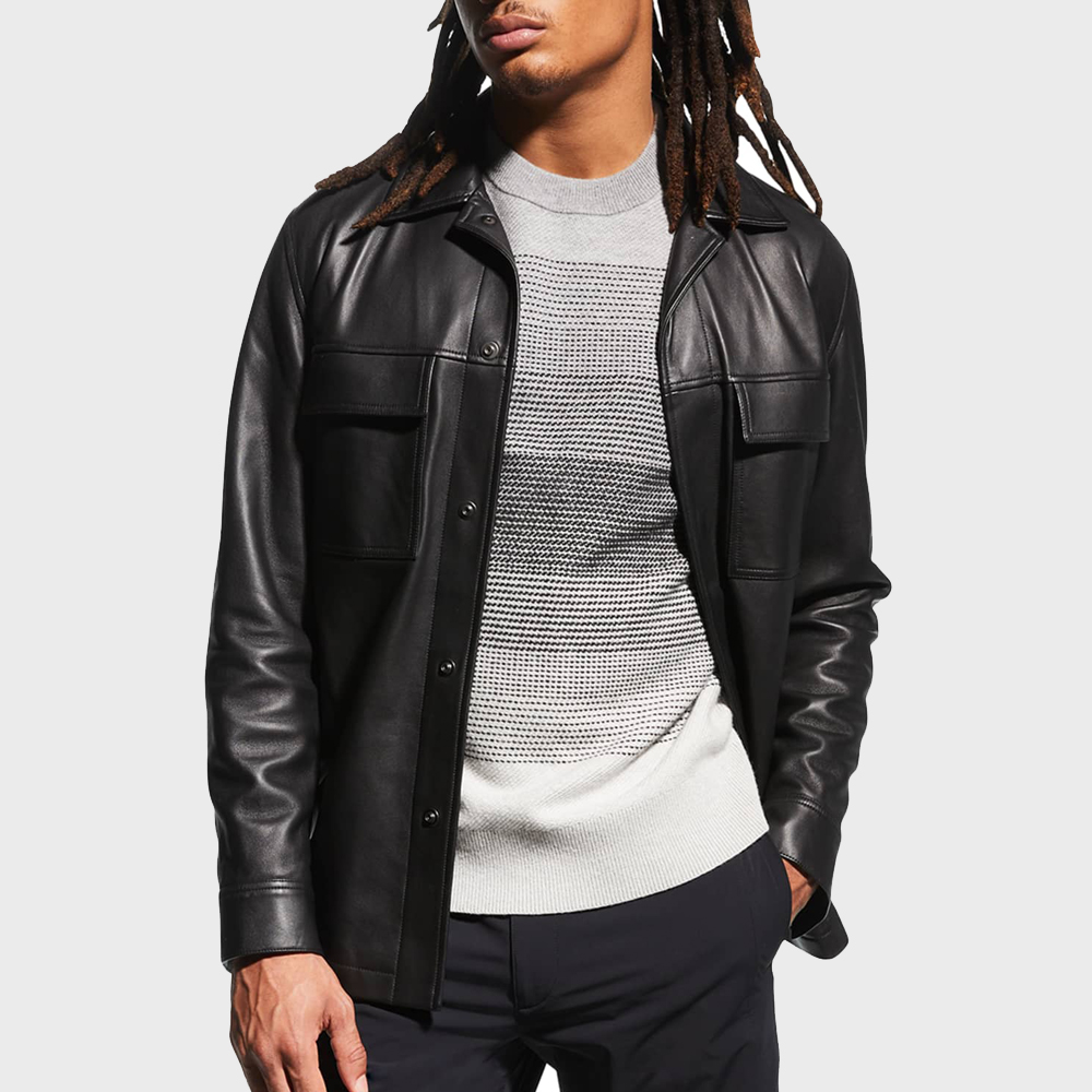 Theory Jared Lambskin Shirt Jacket