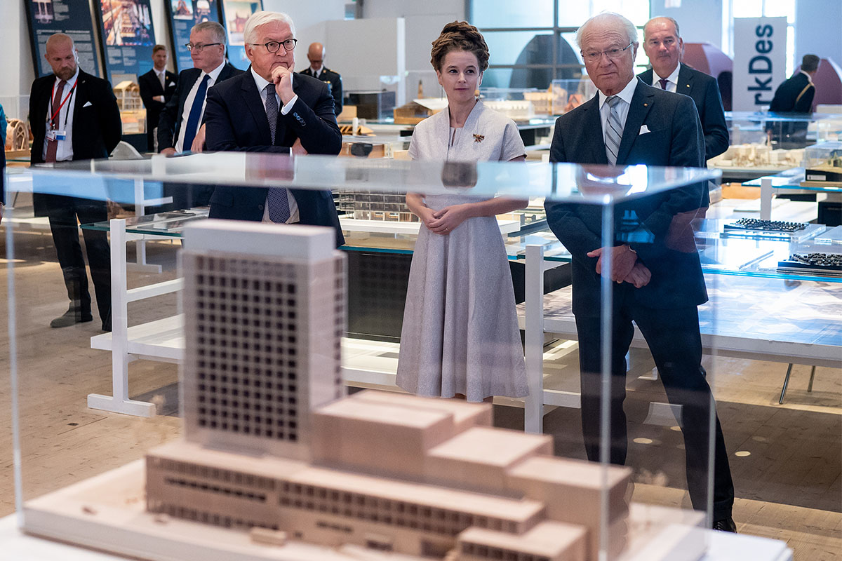 City officials reviewing plans for the wooden skyscraper, or plyscraper, Sara Kulturhus in Skellefteå, Sweden