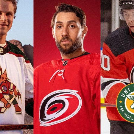 The 2021-2022 NHL jerseys for the Arizona Coyotes, Carolina Hurricanes and New Jersey Devils, with details discussed by Paul Lukas of Uni Watch