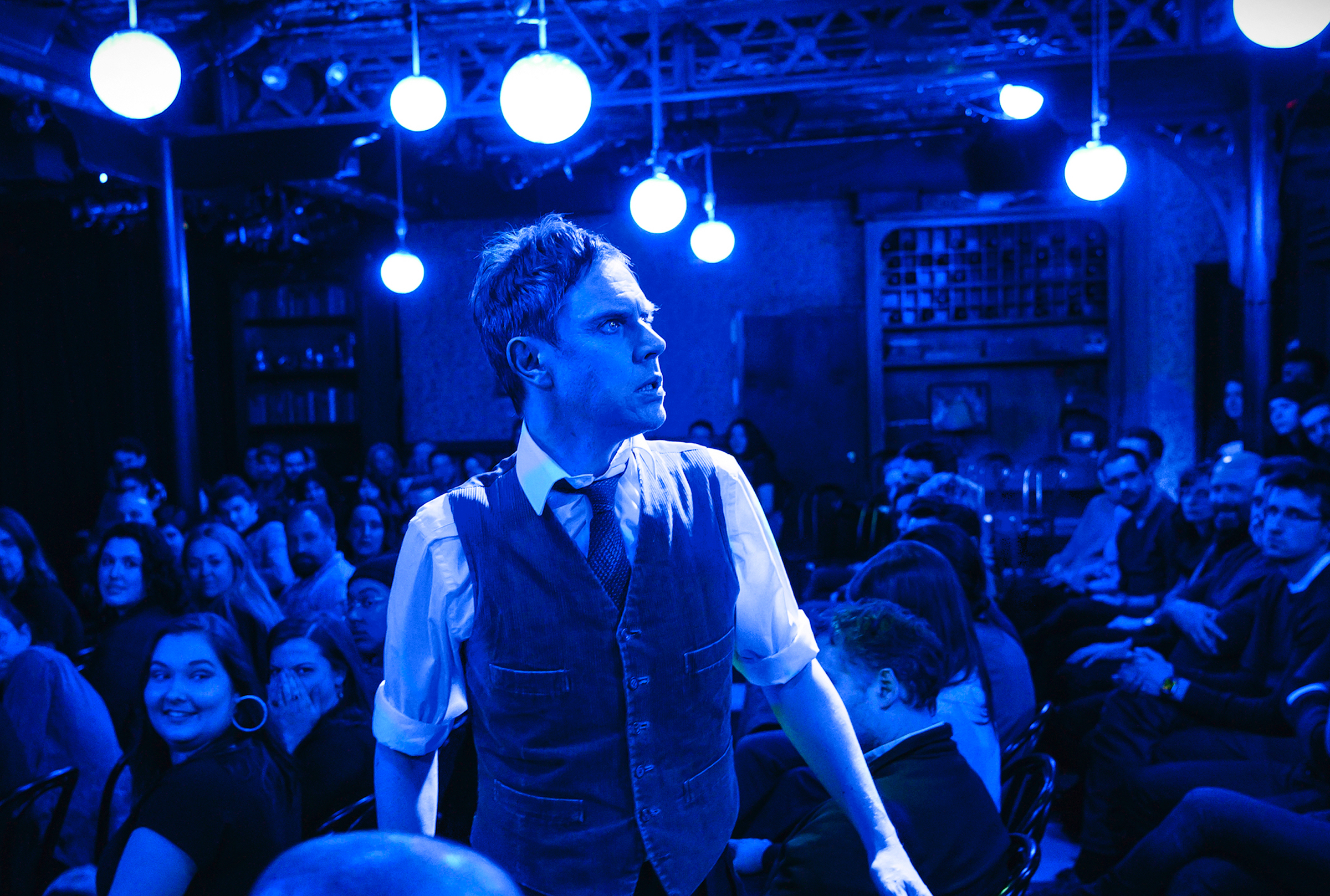 Ben Porter stars as The Actor in "The Woman in Black" at the McKittrick Hotel.