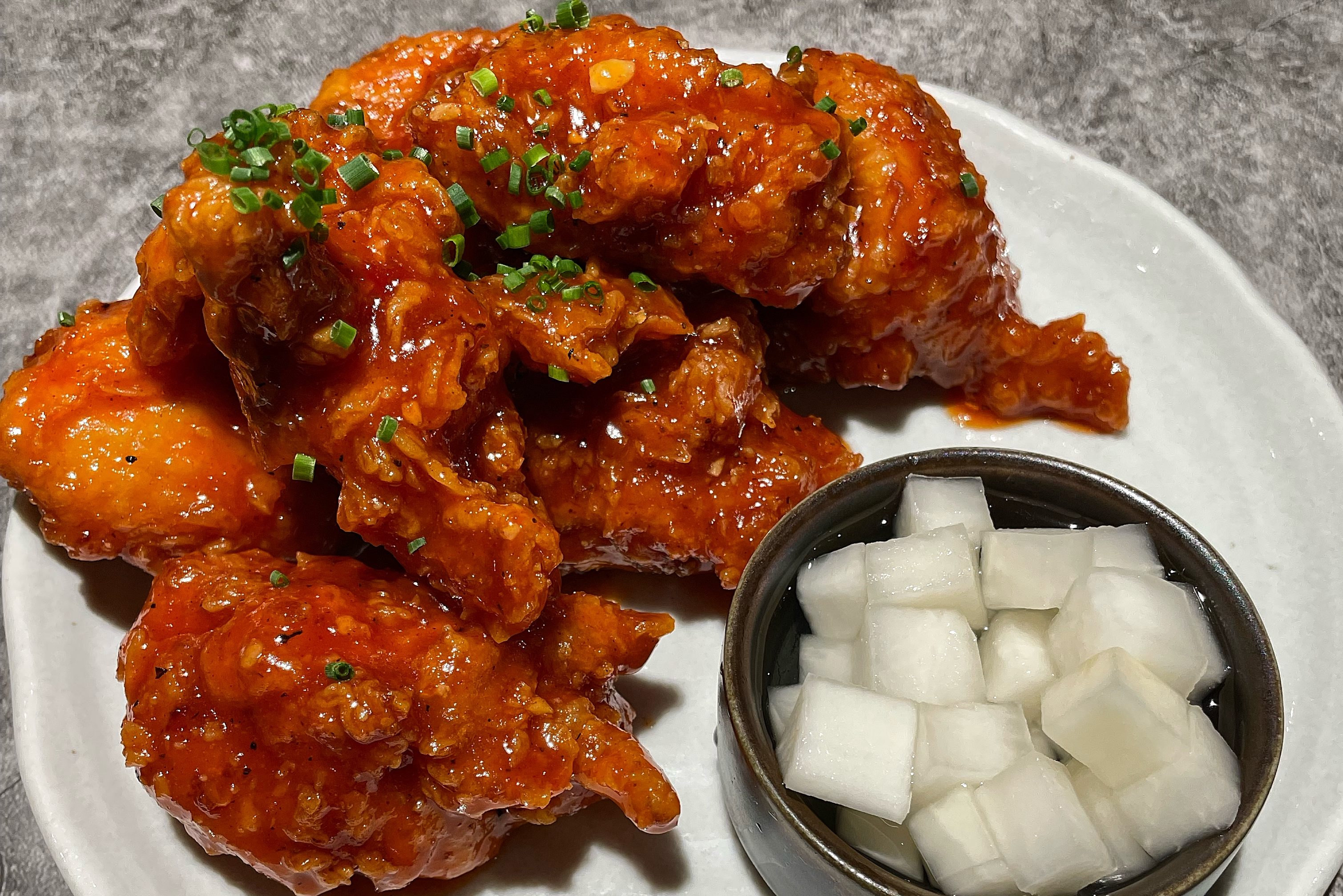 Chef's kiss: The Korean fried chicken from Yoon Haeundae Galbi in NYC.