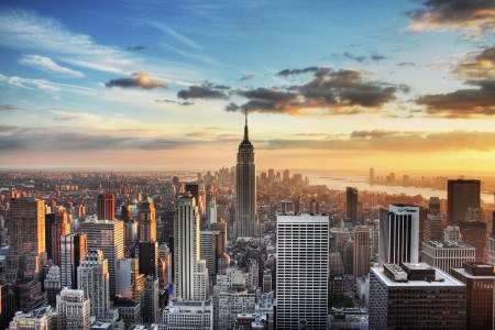 A view of the Empire State Building and the Manhattan skyline