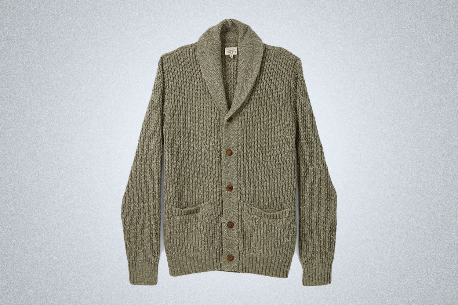 a marled green cardigan