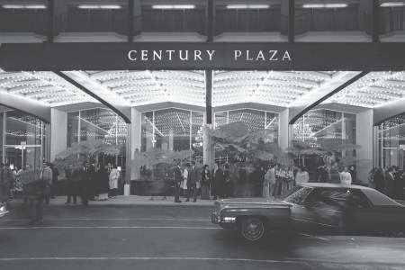 The entrance to the new Century Plaza Hotel in Los Angeles.