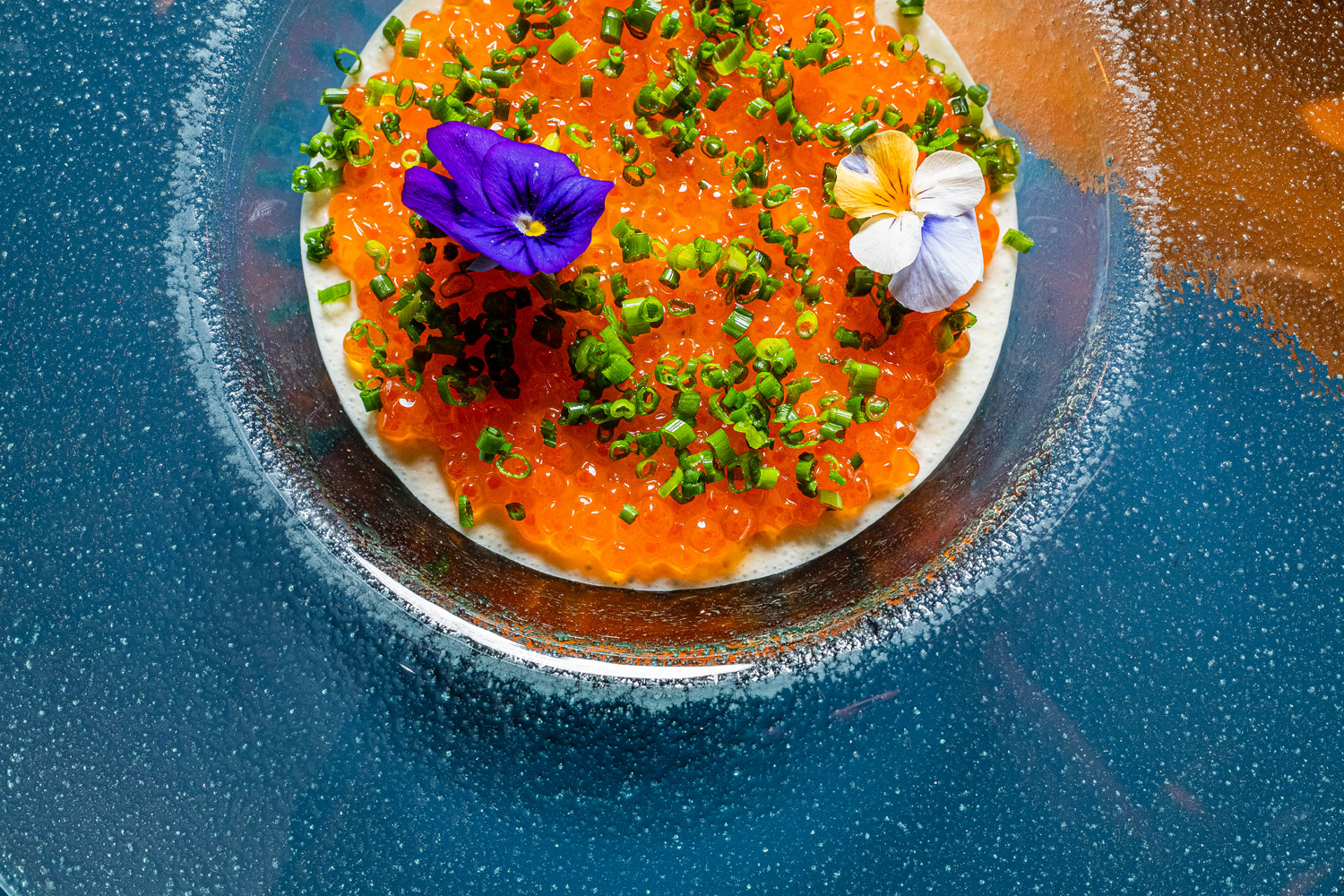 "Chips and Dip" with smoked trout roe, "ranch" bavarois, and Yukon Gold potato chips from Michele's restaurant in Washington, DC