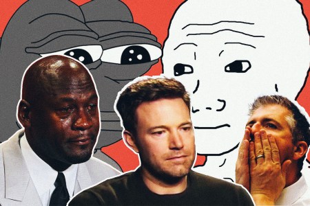 Michael Jordan, Ben Affleck, a sad Wall Street trader, crypto frog and Wojack.