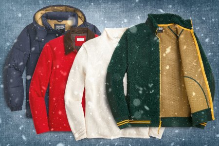 J crew Black Friday items on sale on a snow background