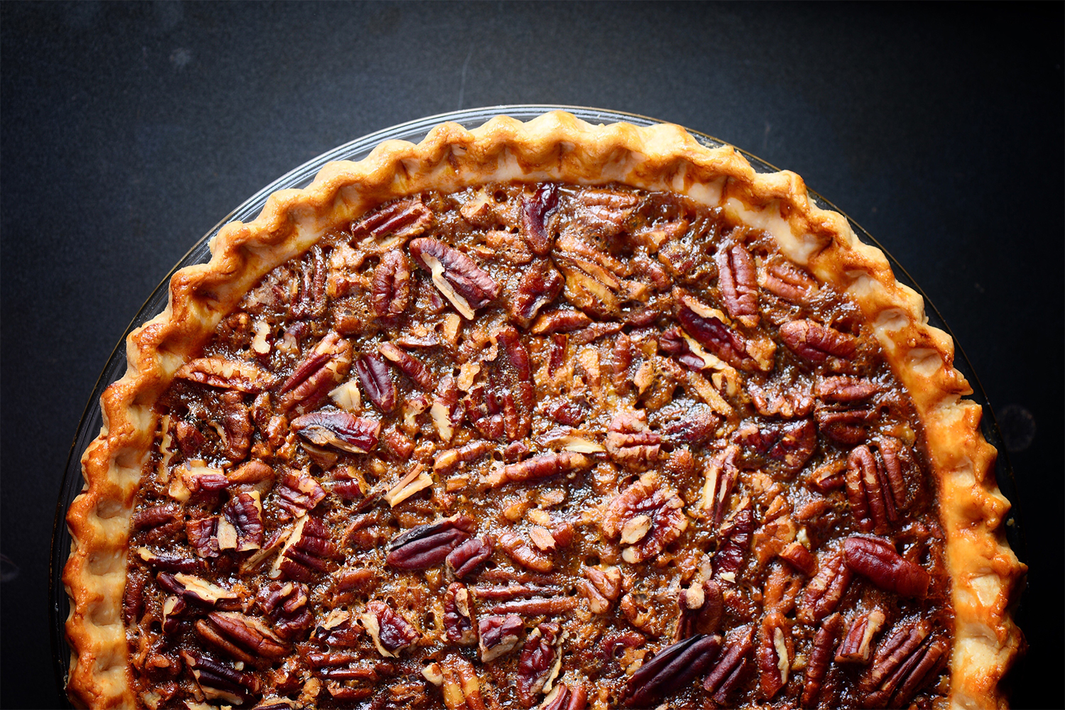 A close-up of a classic Thanksgiving pecan pie. We got recommendations on how to make it better from pie experts Chris Taylor and Paul Arguin.