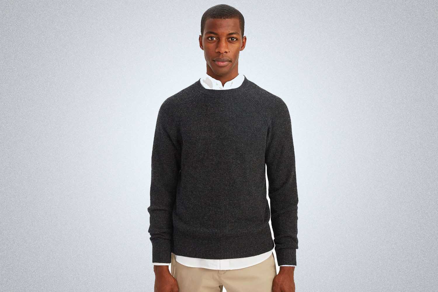 Cashmere Waffle Crewneck Sweater