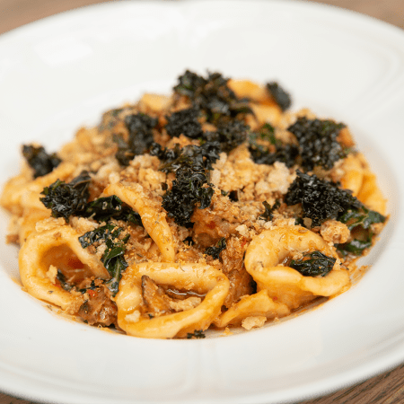 Chef Danny Grant’s ​​Orecchiette Pasta With Crispy Sausage and Tomato Jus