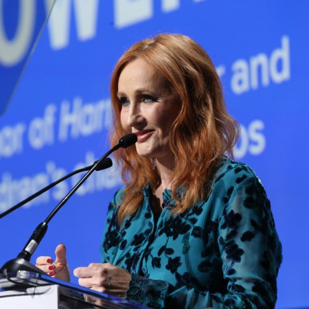 J.K. Rowling accepts an award onstage during the Robert F. Kennedy Human Rights Hosts 2019 Ripple Of Hope Gala & Auction In NYC on December 12, 2019.