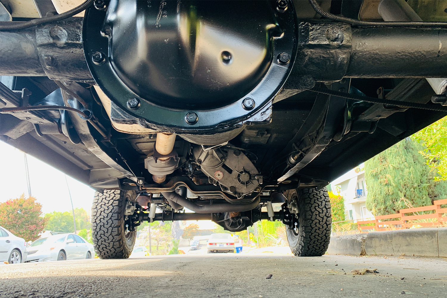 The restored underside of a 1988 Chevy K5 Blazer Silverado