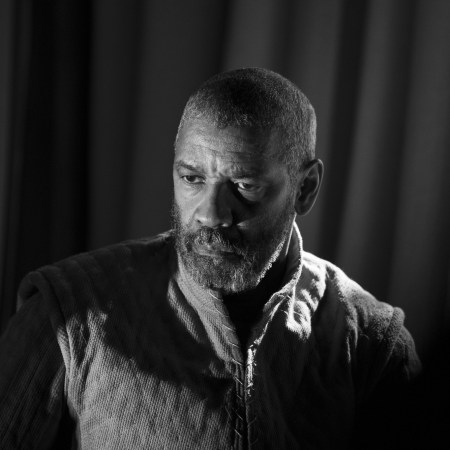 This image released by A24 shows Denzel Washington in a scene from "The Tragedy of Macbeth"