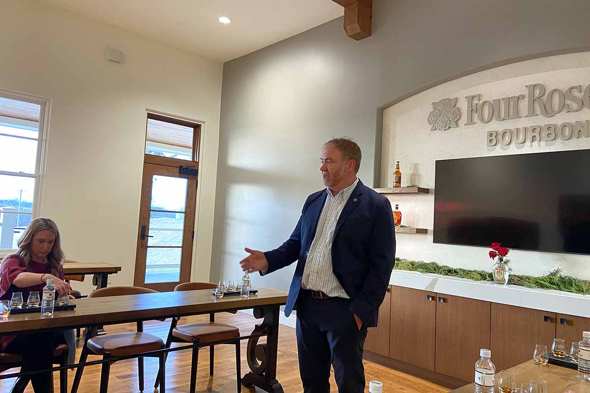 Four Roses Master Distiller Brent Elliott leading a tasting at the new visitor center