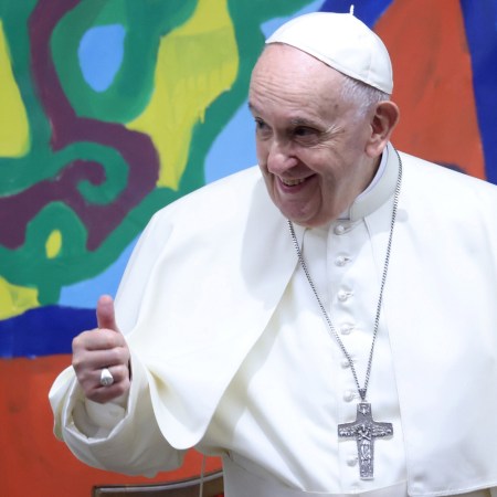 Pope Francis during the meeting with the young people of the Scholas Community at the Pontifical International College Maria Mater Ecclesiae. Rome (Italy), November 25th, 2021.