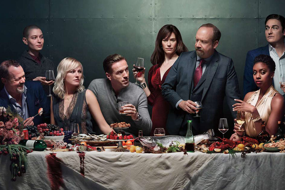 A poster of characters from Billions.