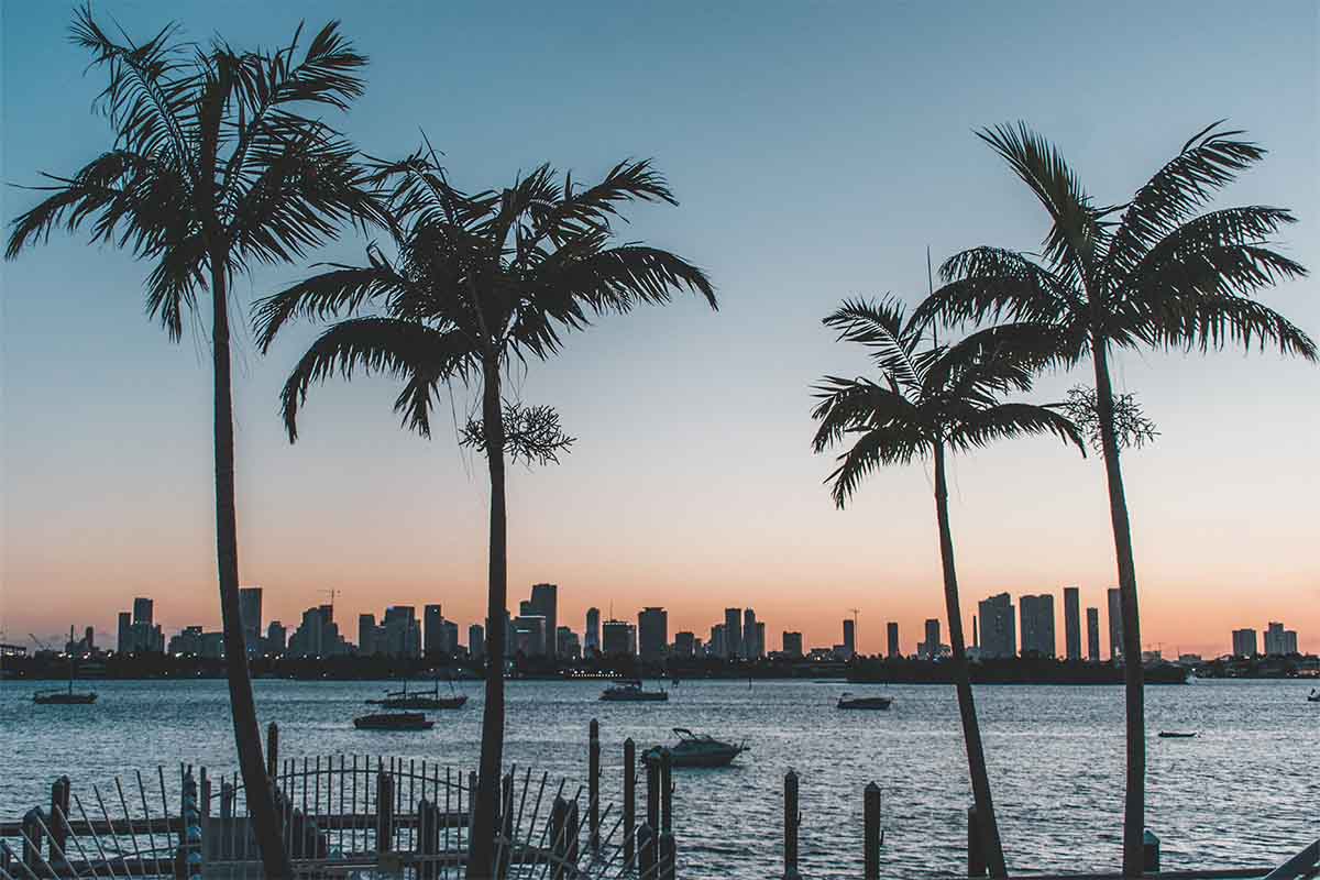 A sunset of Miami Beach in Florida. The state just topped WalletHub's Best State to Retire list.