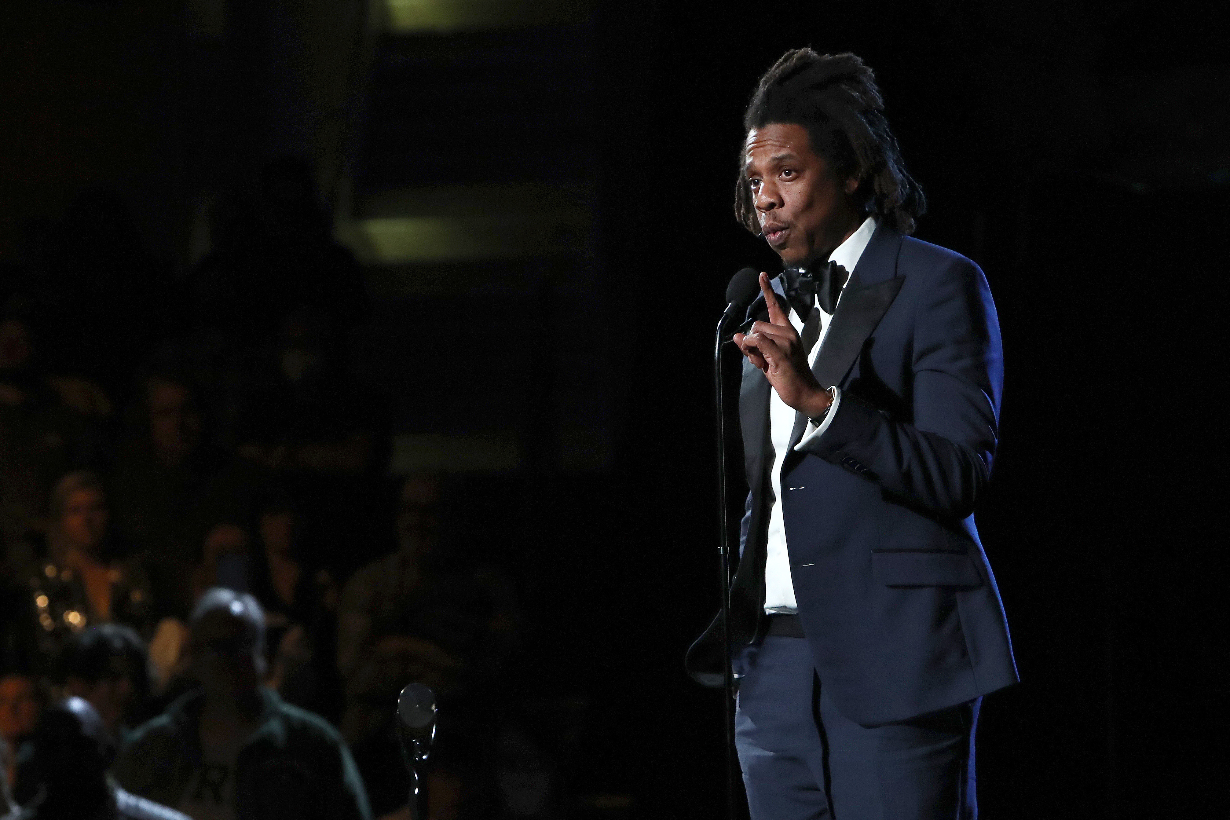 Inductee Jay-Z speaks onstage during the 36th Annual Rock & Roll Hall Of Fame Induction Ceremony at Rocket Mortgage Fieldhouse on October 30, 2021 in Cleveland, Ohio.