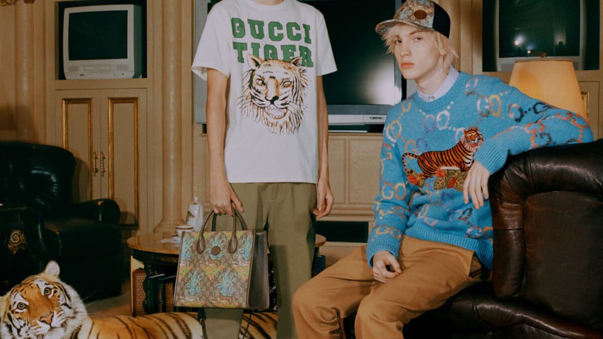 a campaign shoot from the Gucci LNY collection