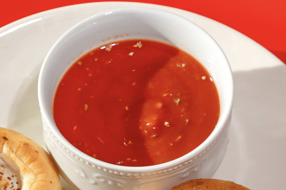 The marinara sauce that the husband-wife team behind the Pizza Cupcake serve with their creation.