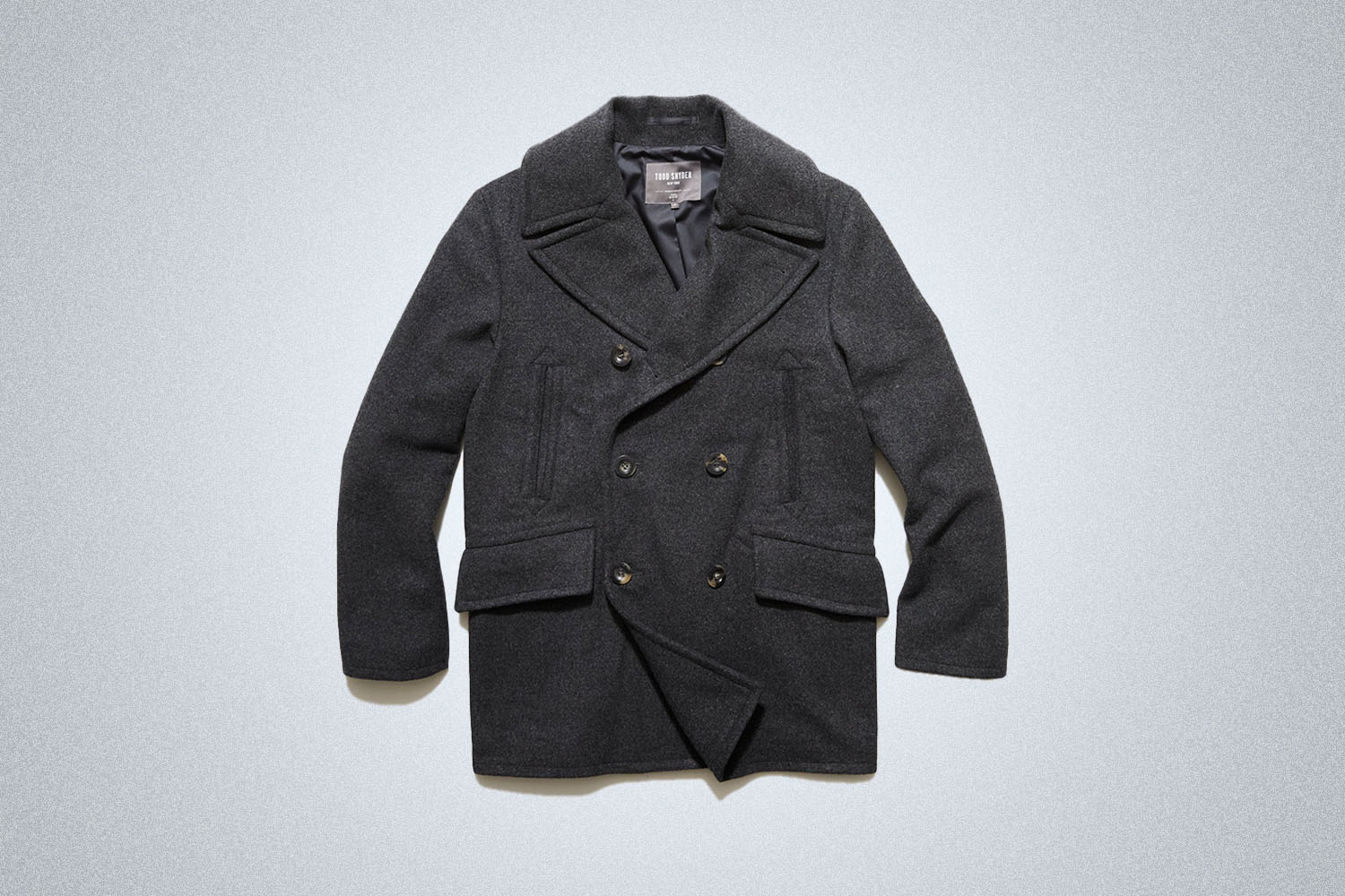 a grey peacoat